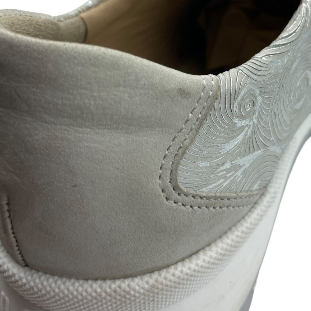 Finn Comfort Womens 6.5 Silver Swirl Leather Lace‎ Up Walking Sneakers Germany - Picture 14 of 15
